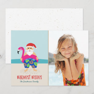 Cute Funny Tropical Beach Santa-kerstfoto Feestdagenkaart