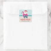Cute Funny Tropical Santa Warmest Wishes Naam Vierkante Sticker (Tas)