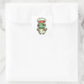 Cute Funny Turtle Chef Schattig Animal Graphic Vierkante Sticker (Tas)