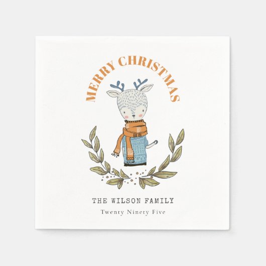 Cute Funny Ugly Sweater Leafy Reindekerst Servet (Voorkant)