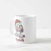 Cute Funny Unicorn Kerstlight Koffiemok (Voorkant links)