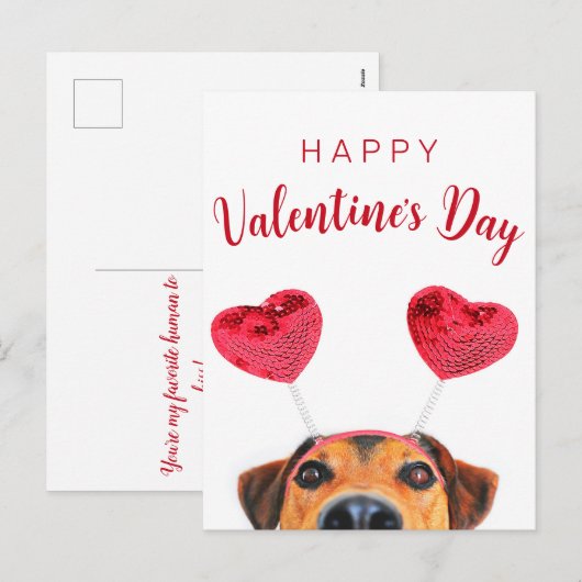Cute Funny Valentijnsdag Dog Heart Feestdagenkaart (Voorkant / Achterkant)