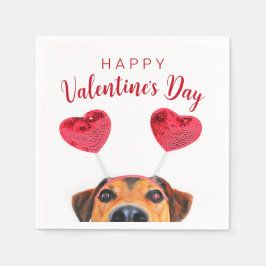 Cute Funny Valentijnsdag Dog Heart Servet