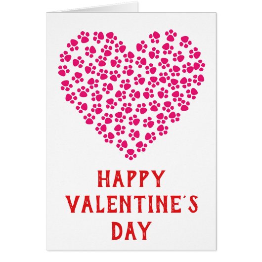 Cute Funny Valentijnsdag Paw Print Heart (Voorkant)