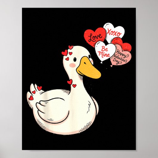 Cute Funny Valentine Silly Gooses Duck Love Matchi Poster (Voorkant)