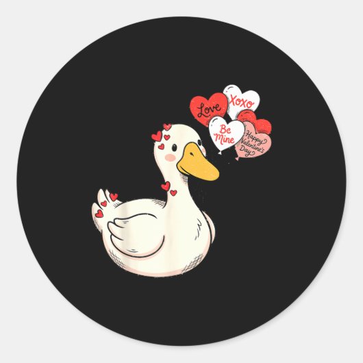 Cute Funny Valentine Silly Gooses Duck Love Matchi Ronde Sticker (Voorkant)