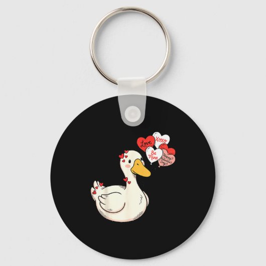 Cute Funny Valentine Silly Gooses Duck Love Matchi Sleutelhanger (Voorkant)