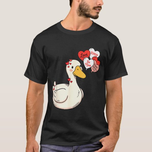 Cute Funny Valentine Silly Gooses Duck Love Matchi T-shirt (Voorkant)