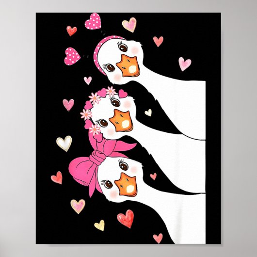 Cute Funny Valentine Silly Gooses Heart Love Match Poster (Voorkant)