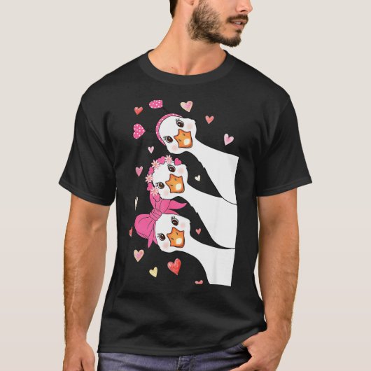 Cute Funny Valentine Silly Gooses Heart Love Match T-shirt (Voorkant)