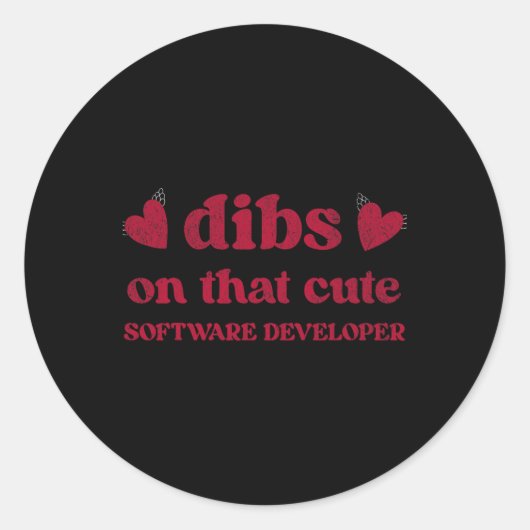Cute Funny Valentine's Day Software Developer Wome Ronde Sticker (Voorkant)