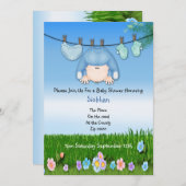 Cute Funny Washline Baby Boy Shower Kaart (Voorkant / Achterkant)