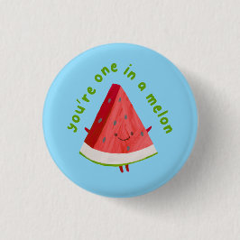 Cute Funny Watermelon Pun One in a Melon Ronde Button 3,2 Cm