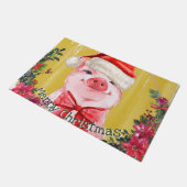 Cute Funny Waterverf Piglet Merry Kerstmis Pig Deurmat (Schuin)