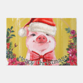 Cute Funny Waterverf Piglet Merry Kerstmis Pig Deurmat (Voorkant)