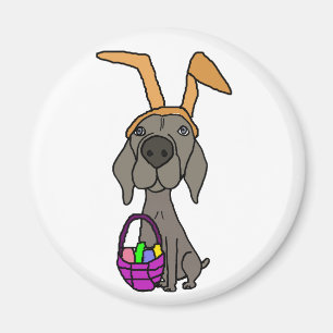 Cute Funny Weimaraner met Bunny Ears Magneet