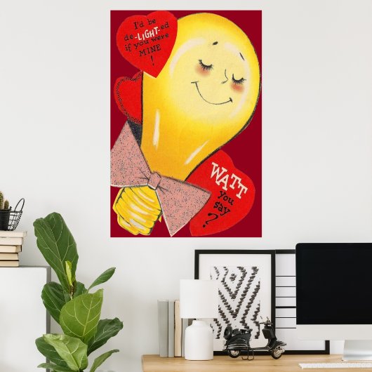 Cute Funny Weird Light Valentijn Heart Poster (Thuiskantoor)
