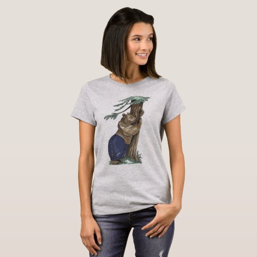 Cute Funny Whimsical Tree Hugging Beer Outdoor T-shirt (Voorkant volledig)