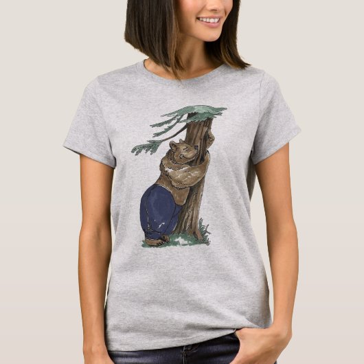 Cute Funny Whimsical Tree Hugging Beer Outdoor T-shirt (Voorkant)