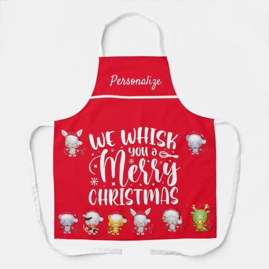 Cute Funny Whisk you Merry Kerstmis Quote Schort (Voorkant)