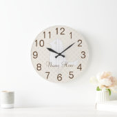 Cute Funny White Bird Kinder Add Name Wall Clock Grote Klok (Huis)