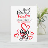 Cute Funny White & Red Heart Husky Joke Hondenlief Feestdagenkaart (Staand voorkant)