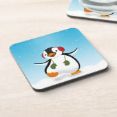 Cute Funny Winter Penguin Bier Onderzetter (Linkerzijde)