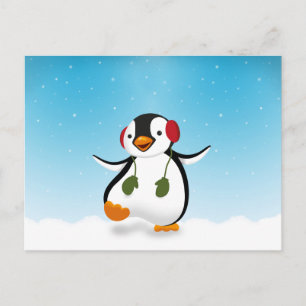 Cute Funny Winter Penguin Briefkaart
