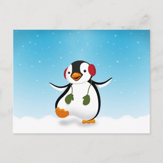 Cute Funny Winter Penguin Briefkaart (Voorkant)