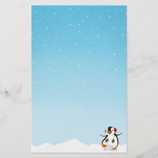 Cute Funny Winter Penguin Briefpapier (Voorkant)