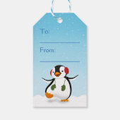 Cute Funny Winter Penguin Cadeaulabel (Achterkant)