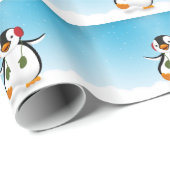 Cute Funny Winter Penguin Cadeaupapier (Rol Hoek)