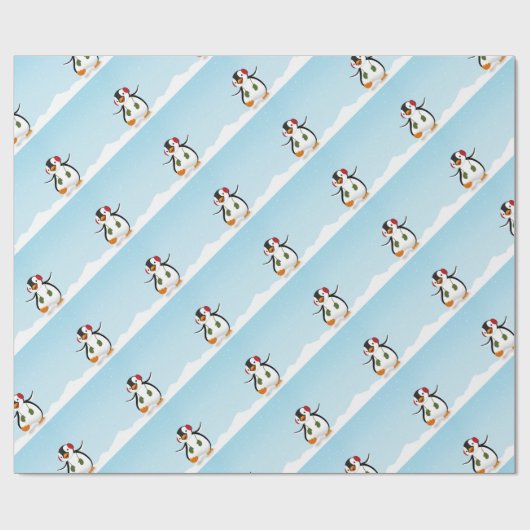 Cute Funny Winter Penguin Cadeaupapier (Vlak)