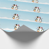 Cute Funny Winter Penguin Cadeaupapier (Hoek)