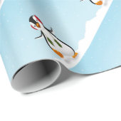 Cute Funny Winter Penguin Cadeaupapier (Rol Hoek)