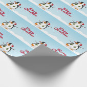 Cute Funny Winter Penguin Cadeaupapier (Hoek)