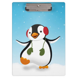 Cute Funny Winter Penguin Klembord
