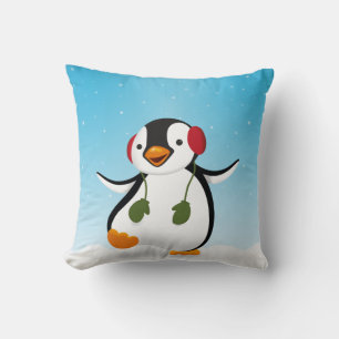 Cute Funny Winter Penguin Kussen