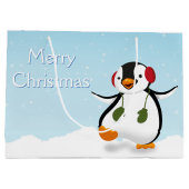 Cute Funny Winter Penguin Large Gift Bag Groot Cadeauzakje (Achterkant)