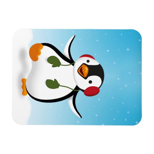 Cute Funny Winter Penguin Magneet (Horizontaal)
