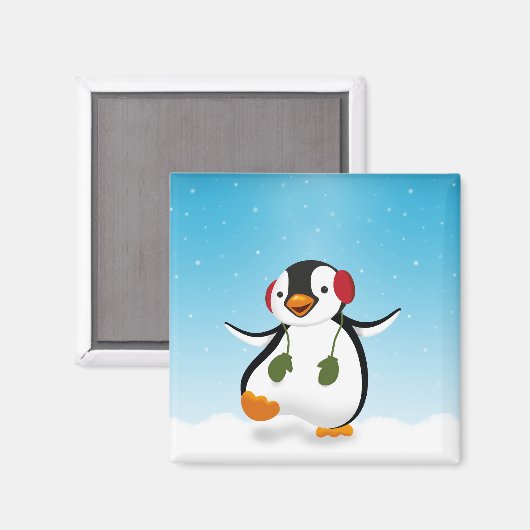 Cute Funny Winter Penguin Magneet (Voorkant / Achterkant)
