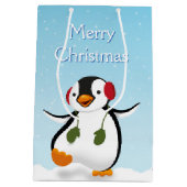Cute Funny Winter Penguin Medium Gift Bag Medium Cadeauzakje (Achterkant)