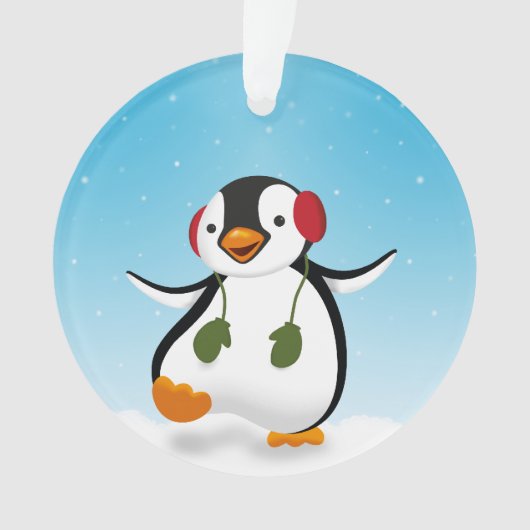 Cute Funny Winter Penguin Ornament (voorkant)