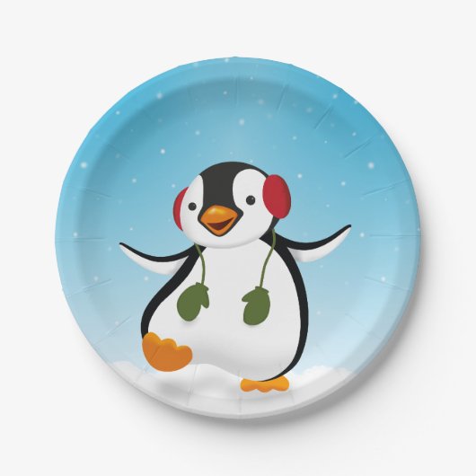 Cute Funny Winter Penguin Papieren Bordje (Voorkant)