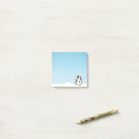 Cute Funny Winter Penguin Post-it® Notes (Op bureau)