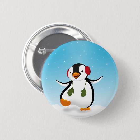Cute Funny Winter Penguin Ronde Button 5,7 Cm (Voorkant /achterkant)