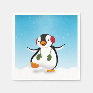 Cute Funny Winter Penguin Servet