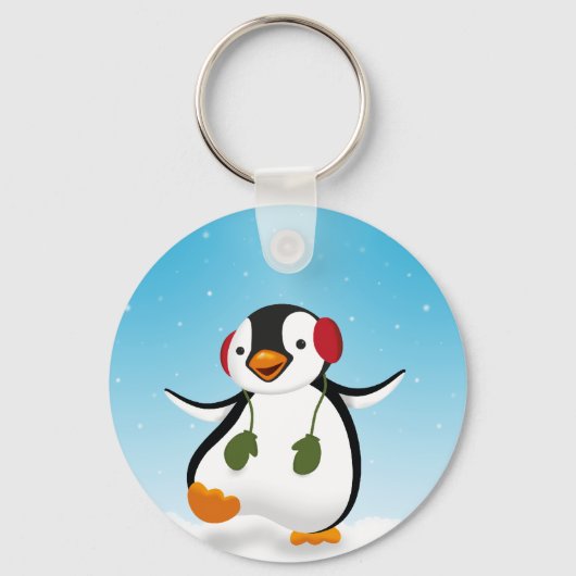 Cute Funny Winter Penguin Sleutelhanger (Voorkant)