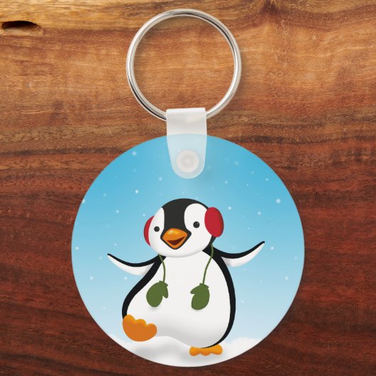 Cute Funny Winter Penguin Sleutelhanger (Voorkant)