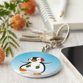 Cute Funny Winter Penguin Sleutelhanger (Zijkant)
